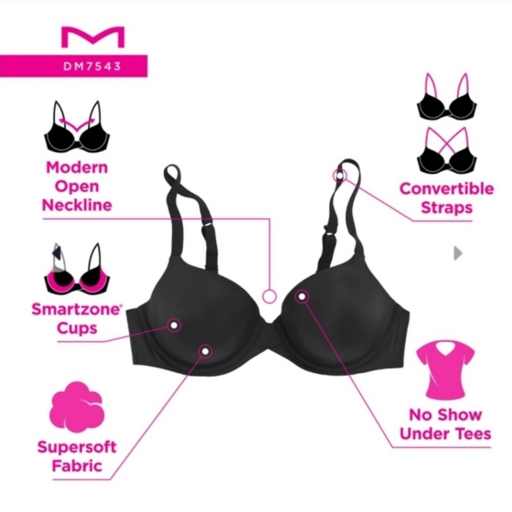 3 Maidenform One Fab Fit Everyday Modern T-Shirt Underwire Bras Size 40C - Picture 2 of 8